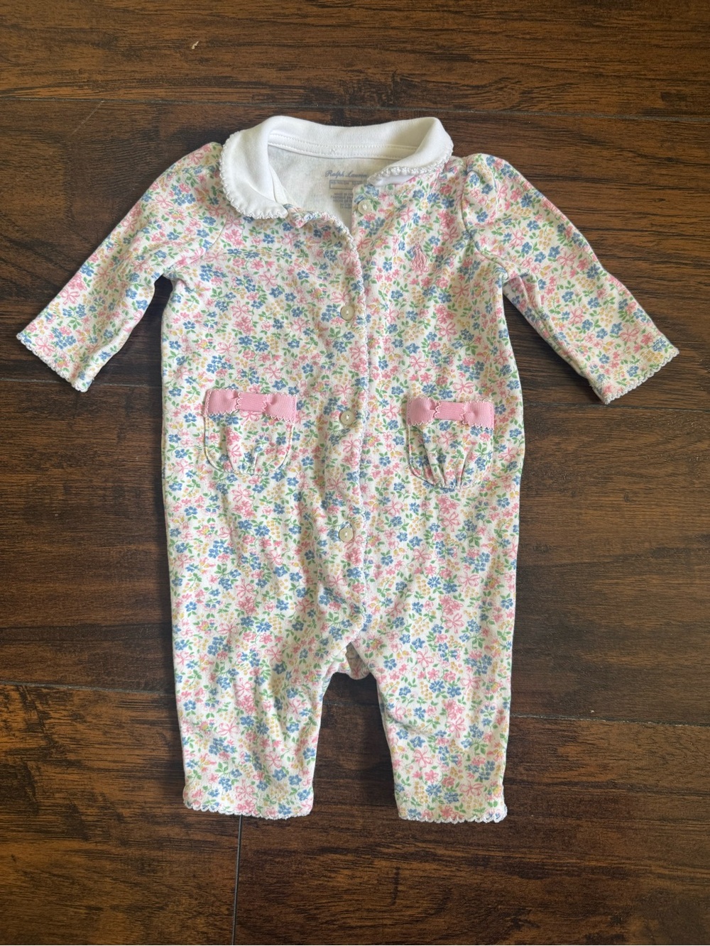 Ralph Lauren dainty floral printed jumpsuit with a peter pan collar - newborn